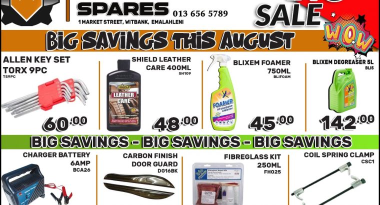 Big savings this August at Downtown Spares!