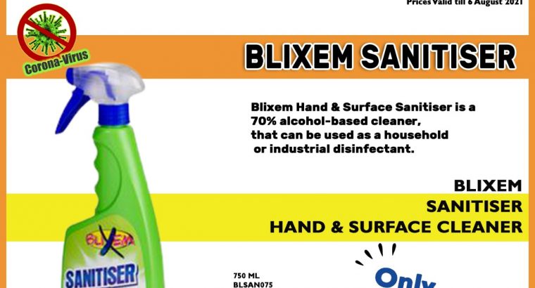 Blixem Sanitiser Hand & Surface Cleaner 750ML ONLY R50!
