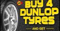 Buy 4 Dunlop Tyres and get Wheel Alignment & Balancing FREE!