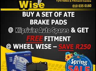 Buy a set of ATE Brake Pads at Kliprivier AUTO Spares!