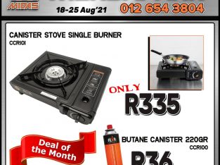 Canister Stove Single Burner ONLY R335 & Butane Canister ONLY R36