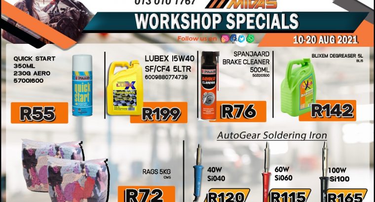 Discounter Midas Workshop Specials 10-20 Aug 2021
