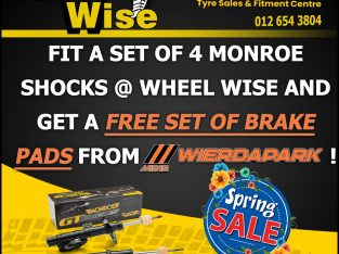 Fit a set of 4 Monroe Shocks at Wheel Wise Wierdapark!
