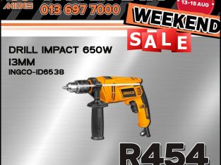 INGCO Impact Drill 650W 13MM ONLY R454 at Midas Witbank!