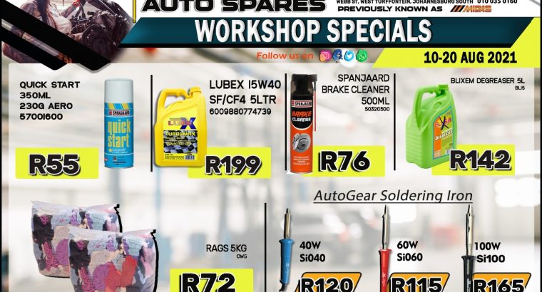 Kliprivier Auto Spares Workshop Specials 10-20 Aug 2021