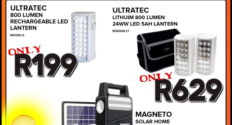 Specials on LED Lanterns & Solar Home Lighting System