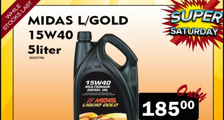 Midas Liquid Gold 15W40 5L ONLY R185 at Middelburg Midas!