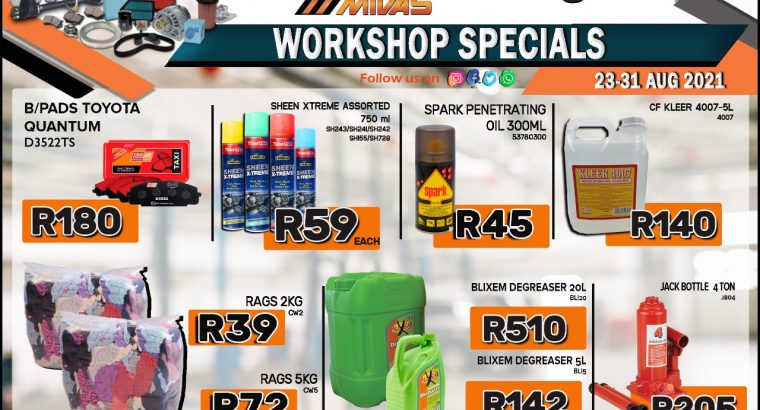 Middelburg Midas Workshop Specials 23-31 Aug 2021