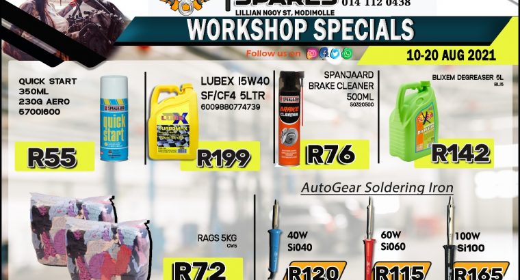 Modimolle Spares Workshop Specials 10-20 Aug 2021