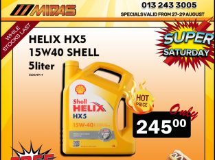 Shell Helix HX5 15W40 5L ONLY R245 at Middelburg Midas!