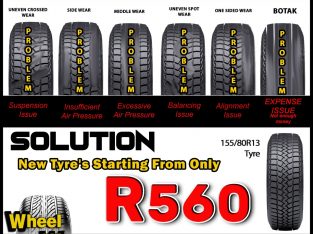New Tyre’s Starting from ONLY R560 at Wheel Wise Kliprivier!
