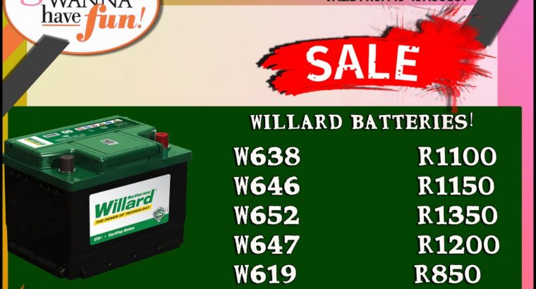 SALE on Willard Batteries!