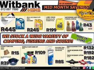 Mid-Month Savings NOW on at Midas Witbank!