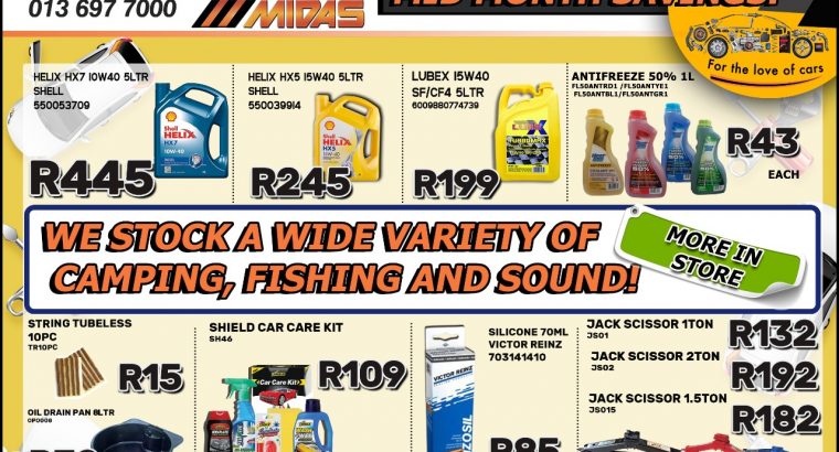 Mid-Month Savings NOW on at Midas Witbank!