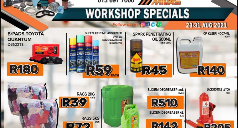 Witbank Midas Workshop Specials 23-31 Aug 2021