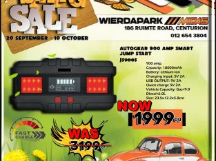 Spring Sale! AutoGear 900 AMP Smart Jump Start NOW ONLY R1999!