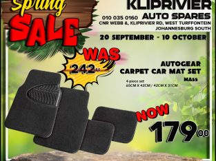 AutoGear Carpet Car Mat Set NOW ONLY R179