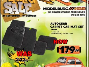 AutoGear Carpet Car Mat Set NOW ONLY R179 at Middelburg Midas!