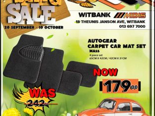 AutoGear Carpet Car Mat Set NOW ONLY R179 at Witbank Midas!