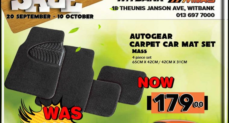 AutoGear Carpet Car Mat Set NOW ONLY R179 at Witbank Midas!