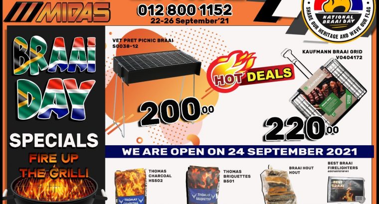BRAAI DAY SPECIALS at East-Lynne Midas!