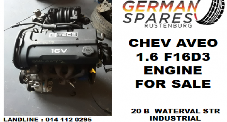 Chev Aveo 1.6 F16D3 Engine for sale