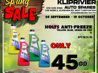 Holts Anti-Freeze 1L ONLY R45 each at Kliprivier AUTO Spares!