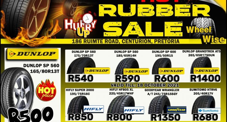 RED HOT RUBBER SALE at Wheel Wise Wierdapark!