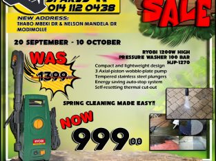 Ryobi 1200W High-Pressure Washer 100 Bar ONLY R999!