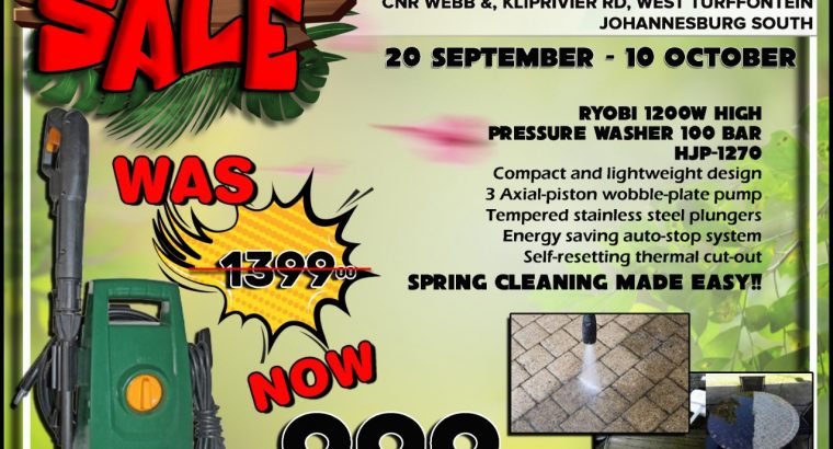 Ryobi 1200W High-Pressure Washer 100 Bar ONLY R999