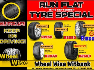 Run Flat Tyre Special at Wheel Wise Witbank!