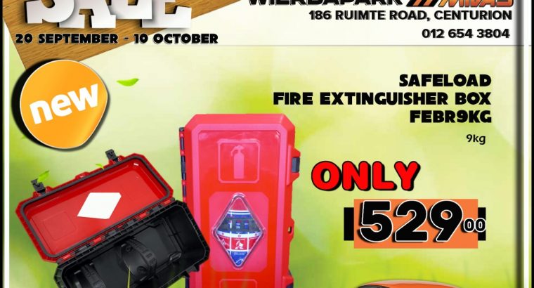Safeload Fire Extinguisher Box ONLY R529 at Wierdapark Midas!