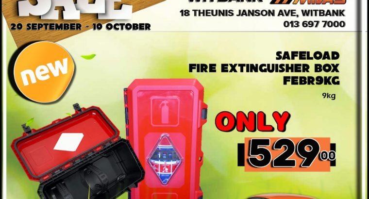 Safeload Fire Extinguisher Box ONLY R529 at Witbank Midas!