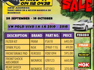 VW POLO VIVO 1.4 /1.6 2010 – 2018 Service Parts!