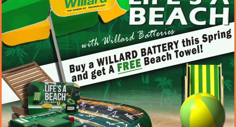 Buy a Willard Battery this spring & get a FREE beach towel!