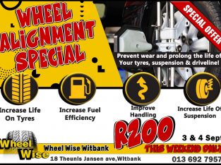 Get Wheel Alignment for ONLY R200 at Wheel Wise Witbank!