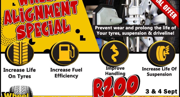 Get Wheel Alignment for ONLY R200 at Wheel Wise Witbank!