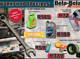 Bela-Bela Midas Workshop Specials 7-18 September 2021