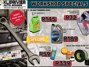 Kliprivier Auto Spares Workshop Specials 7-18 September 2021