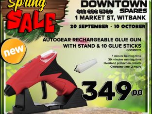 AutoGear Rechargeable Glue Gun & 10 Glue Sticks ONLY R349!