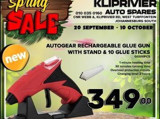 AutoGear Rechargeable Glue Gun & 10 Glue Sticks ONLY R349!