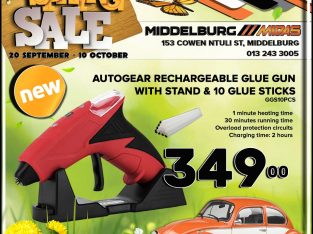 AutoGear Rechargeable Glue Gun & 10 Glue Sticks ONLY R349!