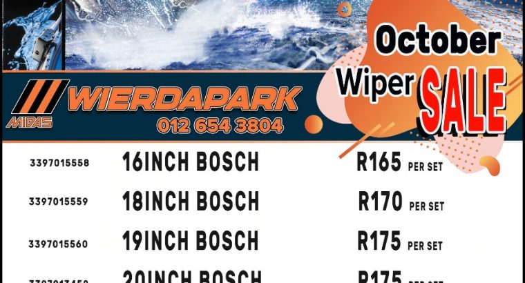 October Wiper SALE now on at Wierdapark Midas!