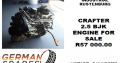 Crafter 2.5 BJK Engine for sale R57 000.00