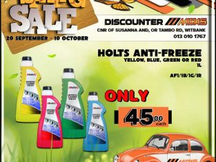 Holts Anti-Freeze 1L ONLY R45 each at Discounter Midas!