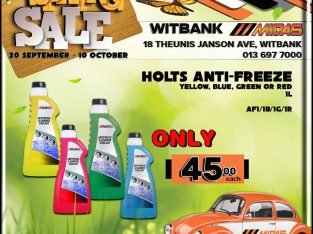 Holts Anti-Freeze 1L ONLY R45 each at Midas Witbank!
