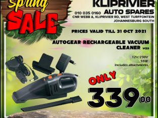 Autogear Rechargeable Vacuum Cleaner at Kliprivier AUTO Spares