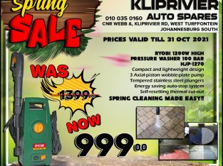 Ryobi 1200W High-Pressure Washer at Kliprivier AUTO Spares!!