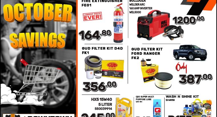 OCTOBER SAVINGS now on at Downtown Spares!