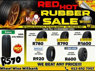 𝐑𝐄𝐃 𝐇𝐎𝐓 𝐑𝐔𝐁𝐁𝐄𝐑 𝐒𝐀𝐋𝐄 at Wheel Wise Witbank!